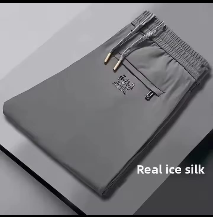 "Spring Summer Ice Silk Loose Fit Casual Pants for Men | Thin Straight-Leg Elastic Waist Trousers"