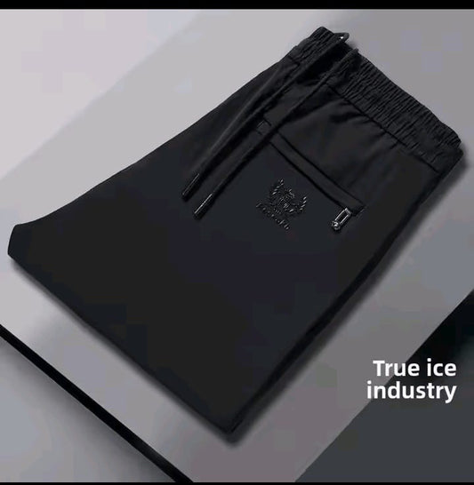 "Spring Summer Ice Silk Loose Fit Casual Pants for Men | Thin Straight-Leg Elastic Waist Trousers"