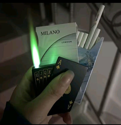 Premium Metal Poker Lighter – Windproof Green Flame Cigarette Lighter
